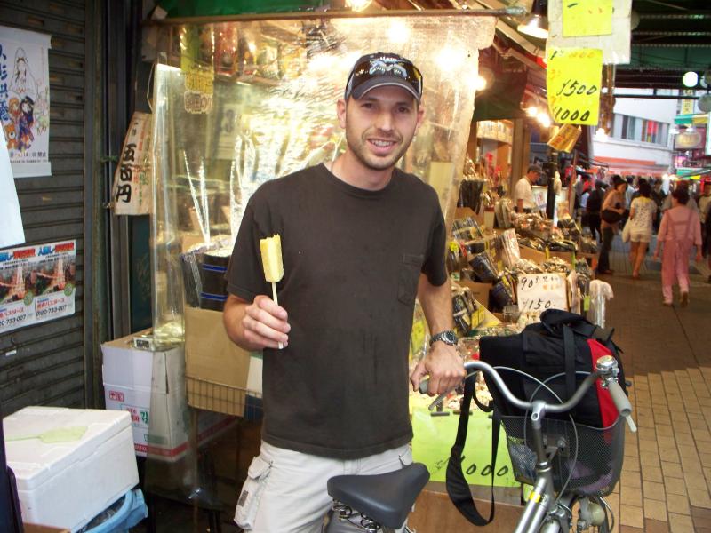 Me and my rental bike in Ueno Station, Japan, 2008